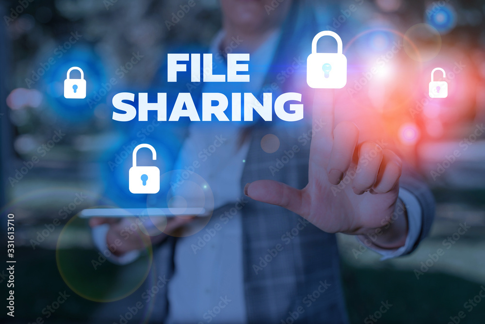 Poster text sign showing file sharing. business photo text transmit files from one computer to another over