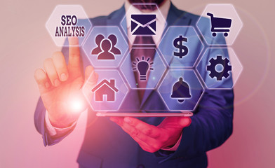 Handwriting text Seo Analysis. Conceptual photo tool helps showing to study on how to improve a...