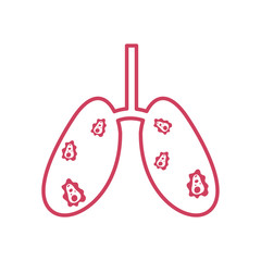 lungs with covid 19 virus icon, line style