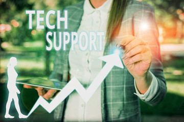 Conceptual hand writing showing Tech Support. Concept meaning advising and troubleshooting service...