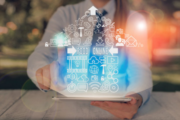 Text sign showing Food Online. Business photo text most convenient way for customers to purchase food online © A