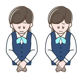 Illustration of the woman bowing, Vector illustration set