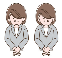 Illustration of the woman bowing, Vector illustration set