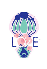 summer holiday air-balloon love character background