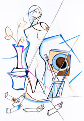 still life with a plaster statue