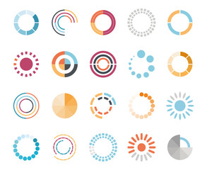 loading circles flat style icon set vector design