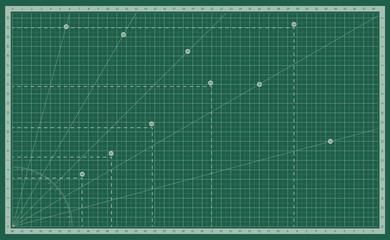 Self healing cutting mat with a metric scale grid