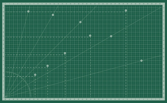 Self healing cutting mat with a metric scale grid