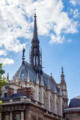 Fototapeta na wymiar Spire of Saint-Chapelle (Holy Chapel) in summer - Paris, France