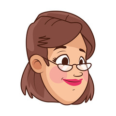 young woman head with glasses avatar character