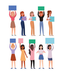 Fototapeta premium Women with banners vector design