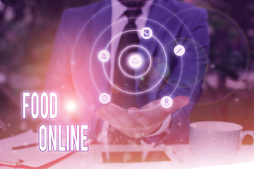 Word writing text Food Online. Business photo showcasing most convenient way for customers to purchase food online