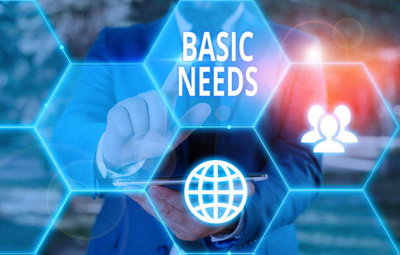Conceptual hand writing showing Basic Needs. Concept meaning something that you must have in order to sustain or live life
