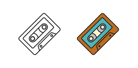 Cassette isolated icon. Linear style. Flat design. Simple element vector illustration