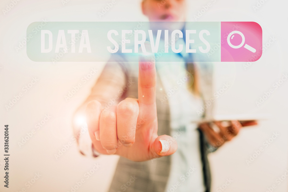 Poster writing note showing data services. business concept for thirdparty services that help to manage dat