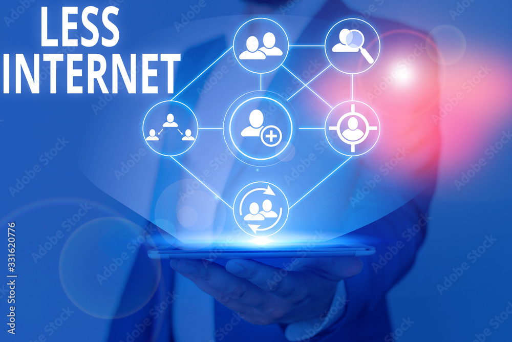 Poster writing note showing less internet. business concept for having no way of connecting or accessing th