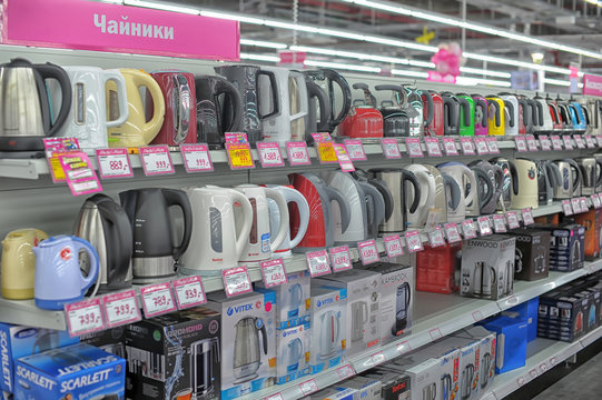 Russia, St. Petersburg, 29,12,2013 Electric kettles in the store