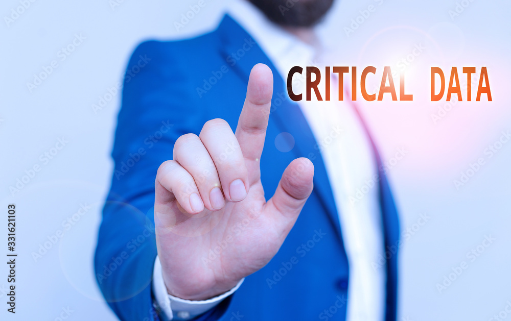 Poster writing note showing critical data. business concept for elements of business processes and applicat