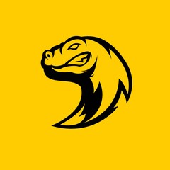 Komodo dragon mascot logo silhouette version. Comodo logo in sport style, mascot logo illustration design vector