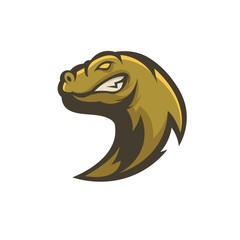 Komodo dragon mascot logo design with modern illustration concept style for badge, emblem and t shirt printing. Angry Komodo illustration for sport and e-sport team.