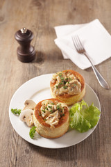 french puff pastry filling with chicken, cream and mushroom- vol au vent