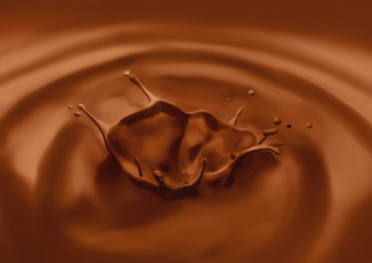 chocolate Splashing  with chocolage background and chocolate lava realistic splash of chocolate milk chocolate