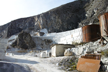 very nice view of marble quarry in carrara , itay
