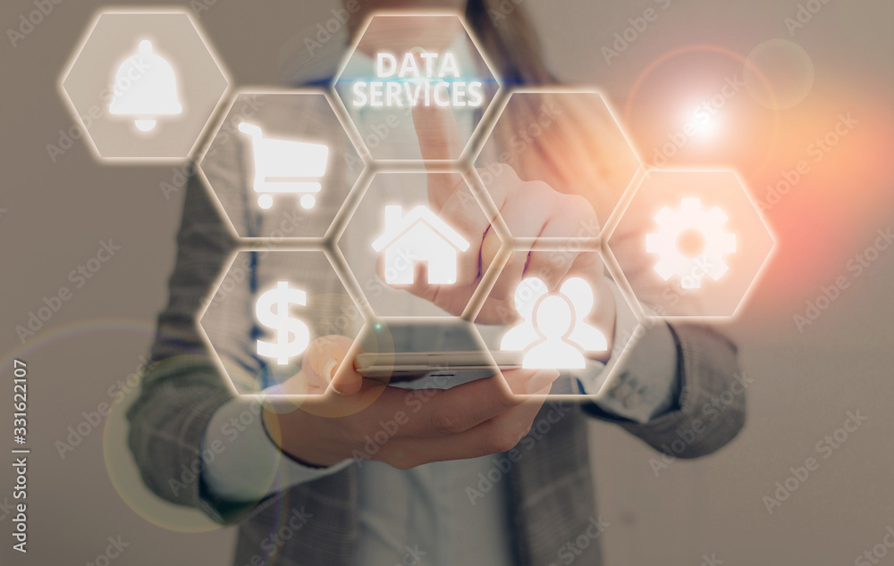 Poster text sign showing data services. business photo text thirdparty services that help to manage data fo