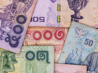 Banknote at risk of Covid-19. Thai bank notes.