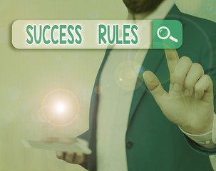 Conceptual hand writing showing Success Rules. Concept meaning able to achieve all the goals that...