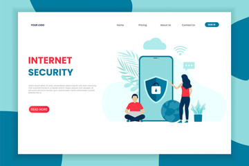 Flat modern design internet security landing page template. Landing page template