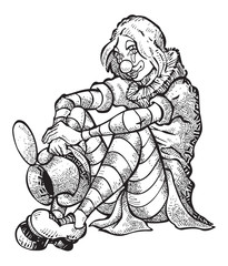 Clown Girl with hat on white background