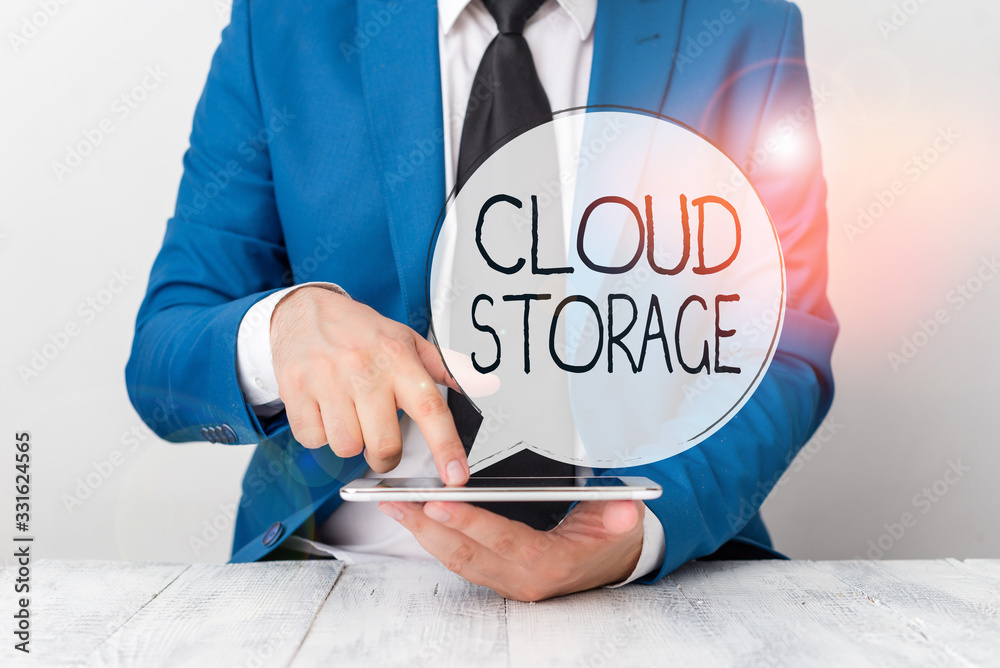 Poster handwriting text cloud storage. conceptual photo the digital data is stored and managed in logical p