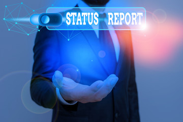 Handwriting text Status Report. Conceptual photo document relating a situation of something such as a project
