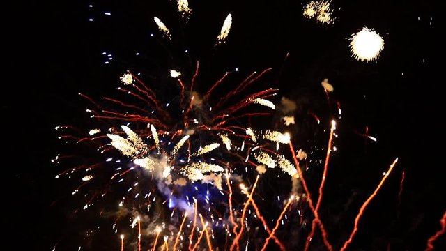 Night time "mascleta" fireworks show in Valencia, Spain.