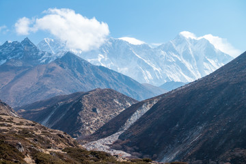 Trekking to Everst Base Camp, Lhotse peak view, Nepal