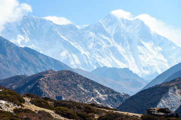 Fototapeta na wymiar Trekking to Everst Base Camp, Lhotse peak view, Nepal