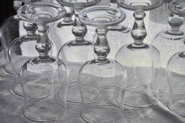 empty glasses on table