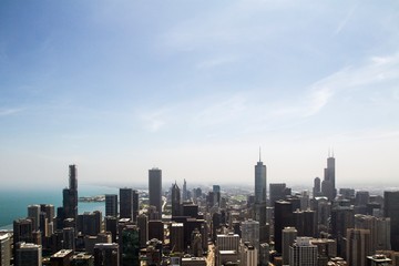 Fototapeta na wymiar Aerial view of Chicago skyline at daytime, Illinois, USA