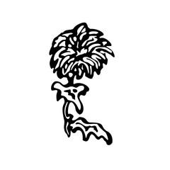 Chrysanthemum flower. Monochrome vector illustration in line art style. Isolated on a white background.