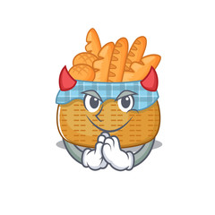 A picture of bread basket in devil cartoon design