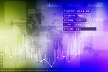 2d rendering Stock market online business concept. business Graph 