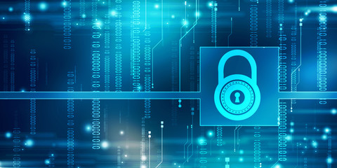 2d illustration Safety concept: Closed Padlock on digital background