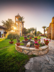 Beautiful sunset image of an orthodox church in Nicosia, Cyprus - travel and sightseeing concept