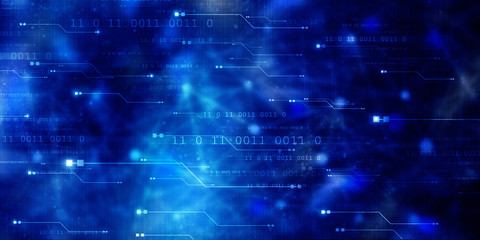 2d illustration abstract digital binary data on computer screen