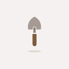 Gardening shovel. Color icon with shadow. Tool vector illustration