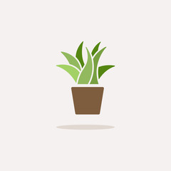 Plant. Color icon with shadow. Nature vector illustration