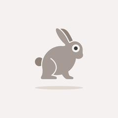 Rabbit. Color icon with shadow. Animal vector illustration
