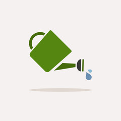 Watering can. Color icon with shadow. Gardening vector illustration
