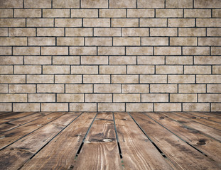 room with brick wall